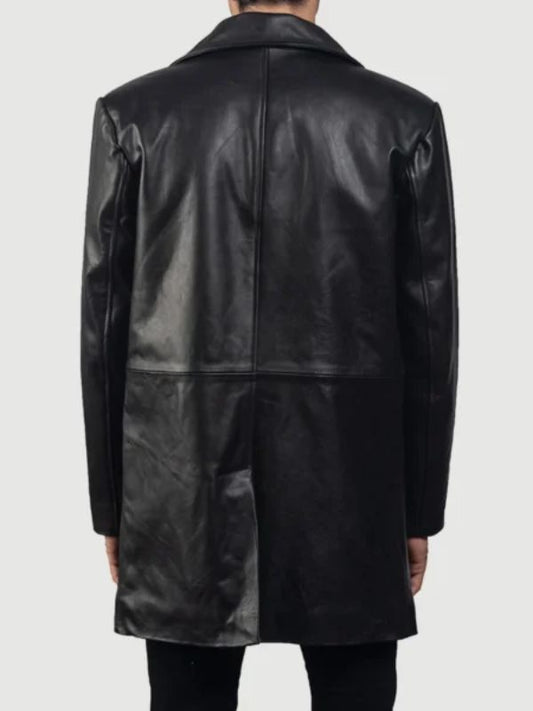 Classmith Black Leather Coat For Men