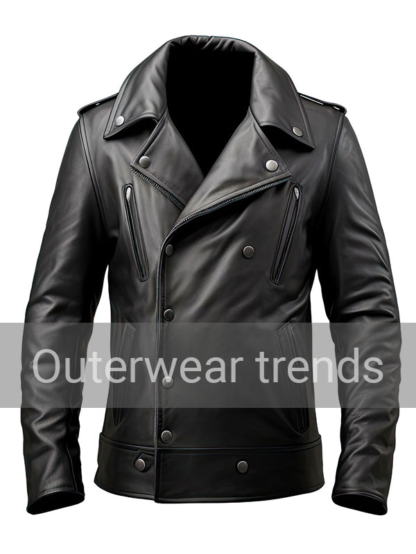 Genuine Sheepskin Double Breasted Black Peacoat