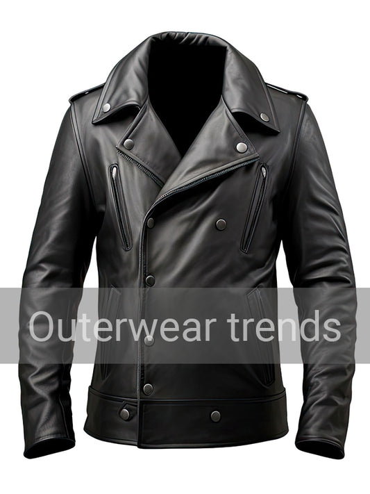 Genuine Sheepskin Double Breasted Black Peacoat