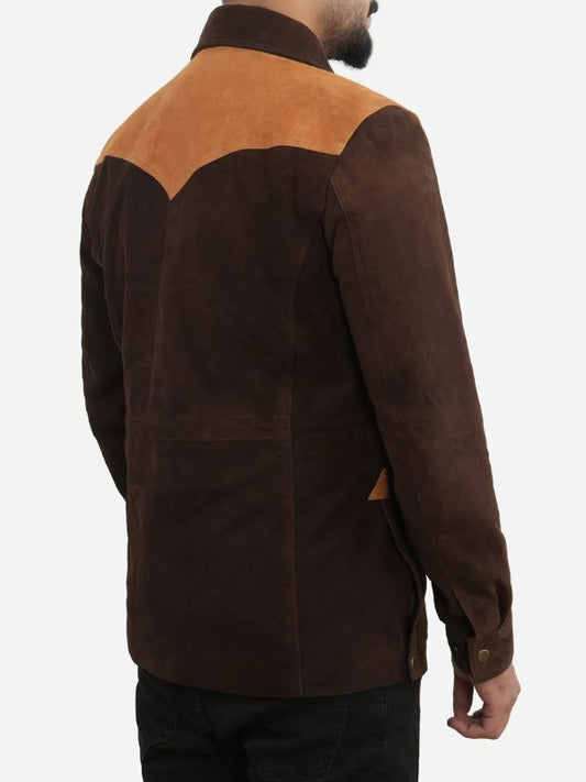 Men's Brown Suede Leather Cowboy Jacket