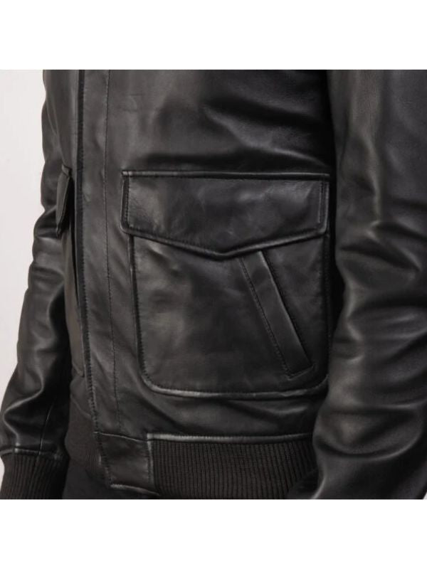 Men's Coffmen Black A2 Leather Bomber Jacket
