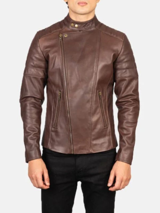 Men's Faisor Brown Leather Biker Jacket