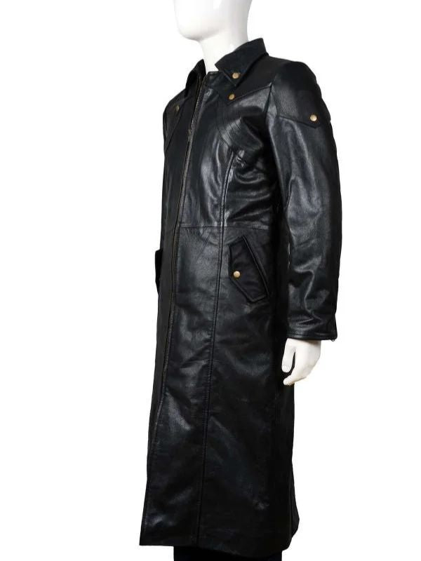 Men's Genuine Leather Trench Coat