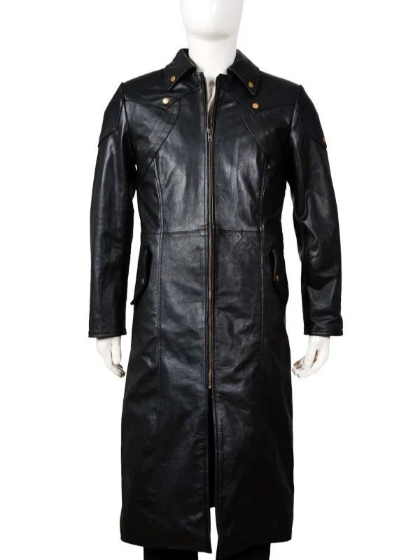 Mens Long leather Trench coat and car coat
