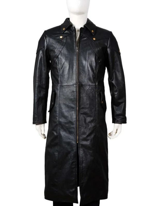 Mens Long leather Trench coat and car coat