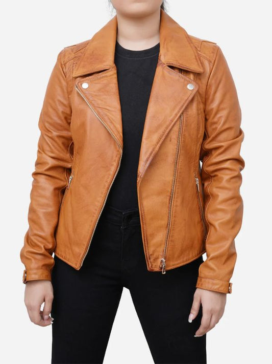 Motorcycle Distressed Brown Leather Jacket