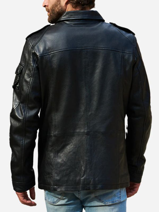 Premium Lambskin Leather Vintage Trucker Jacket Men