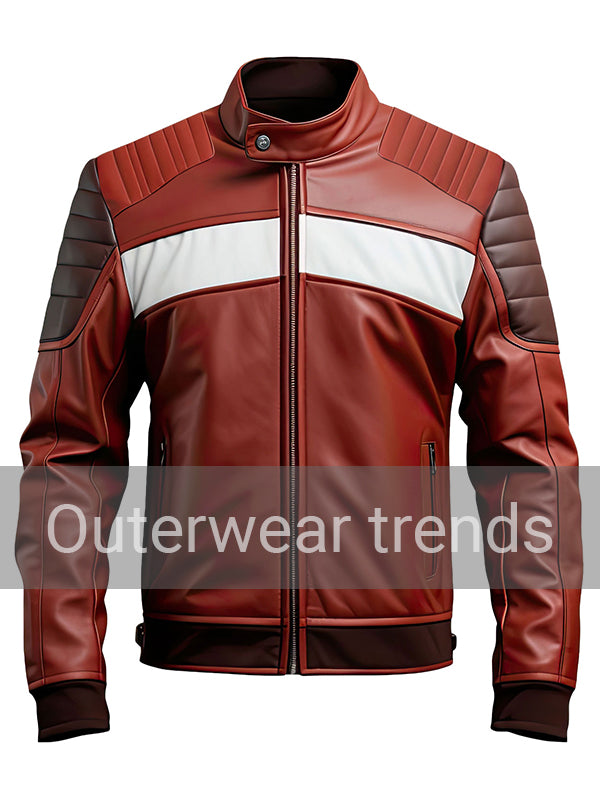 Quilted Cafe Racer Maroon Leather Jacket