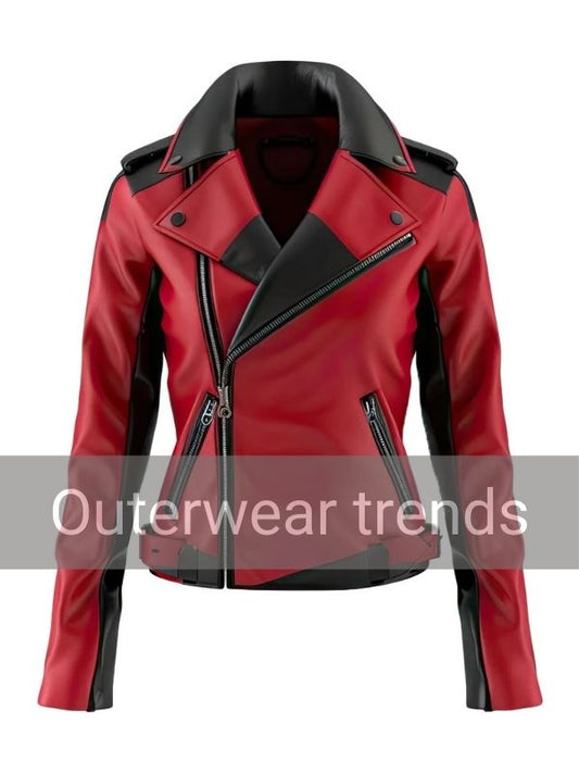 Red and Black Classic Biker Leather Jacket