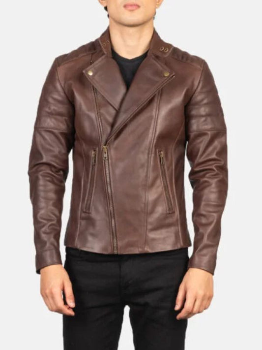 The Jacket Maker Faisor Men's Asymmetrical Leather Biker Jacket