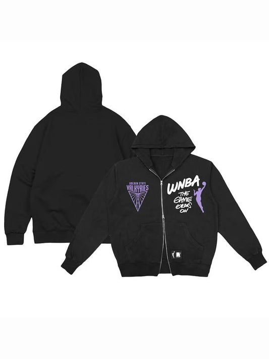 Unisex-round21-Black-Golden-State-Valkyries-Double-Zip-Hoodie