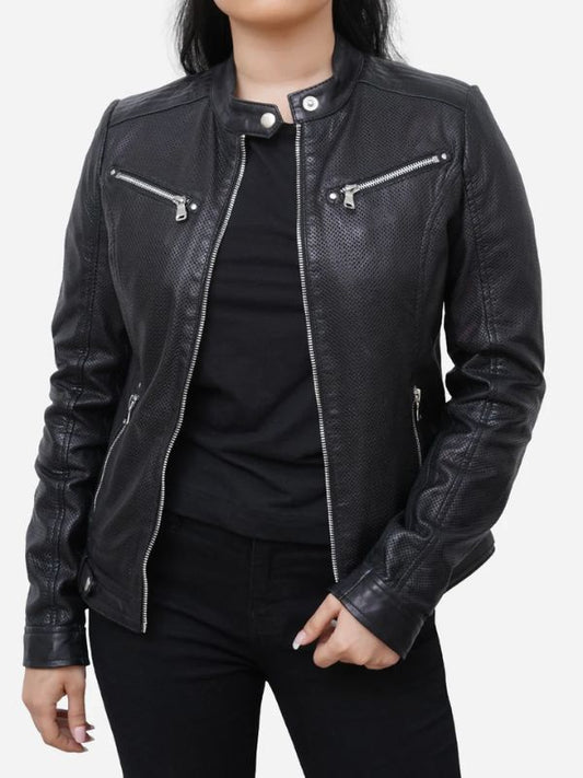 Woman Leather Biker Jacket
