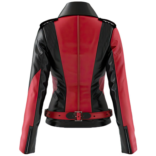 Women Red and Black classic Biker Jacket