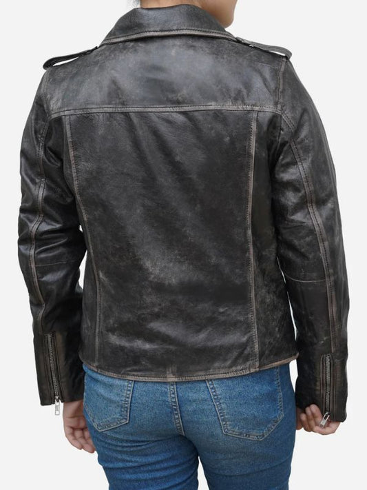 Women's Asymmetrical Black Biker Leather Jacket