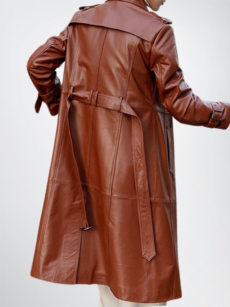 Womens Brown Genuine Soft Leather Trench Coat