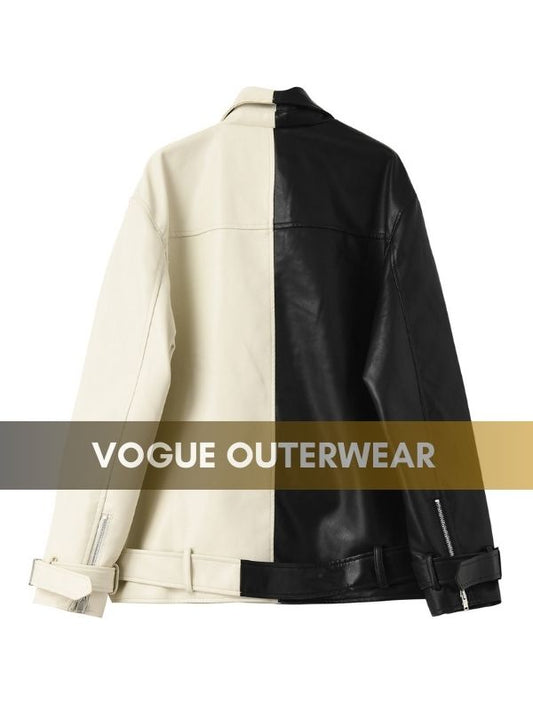Womens Fashion Biker Leather Jacket Black and White 