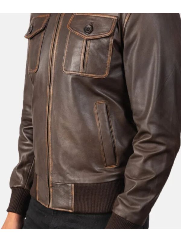 Outerwear Trends Aaron Brown Leather Bomber Jacket