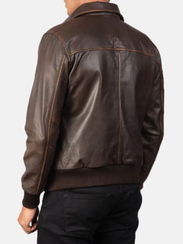 Outerwear Trends Aaron Brown Leather Bomber Jacket