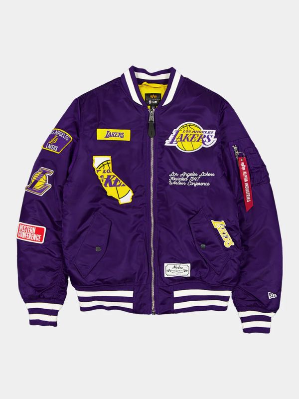 Outerwear Trends Alpha Industries Los Angeles Lakers MA-1 Bomber Jacket