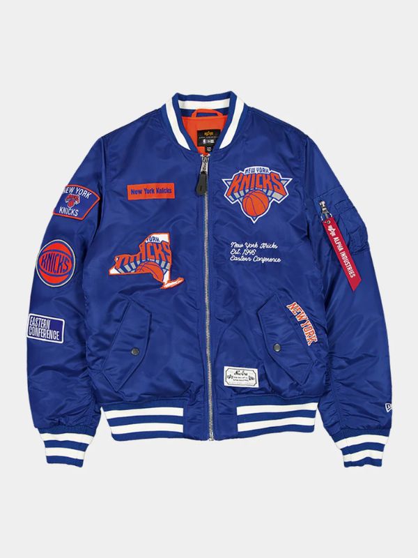 Outerwear Trends Alpha Industries New York Knicks MA-1 Bomber Jacket