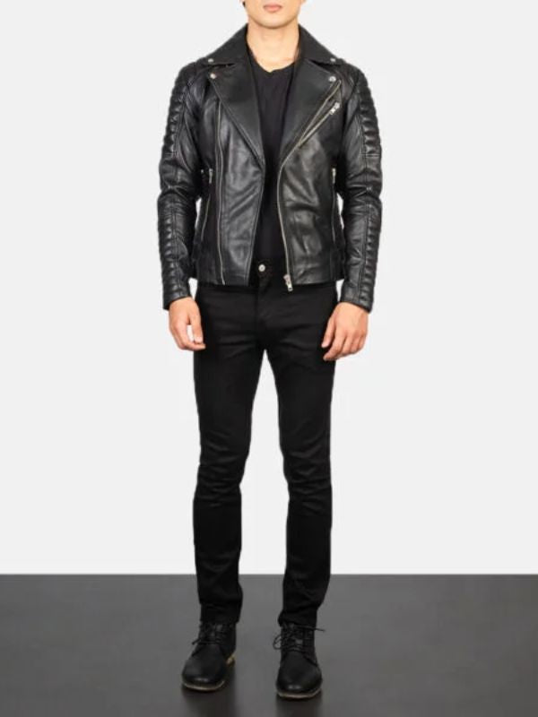 Outerwear Trends Armand Black Leather Biker Jacket