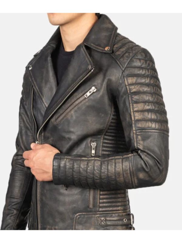 Outerwear Trends Armand Distressed Brown Leather Biker Jacket