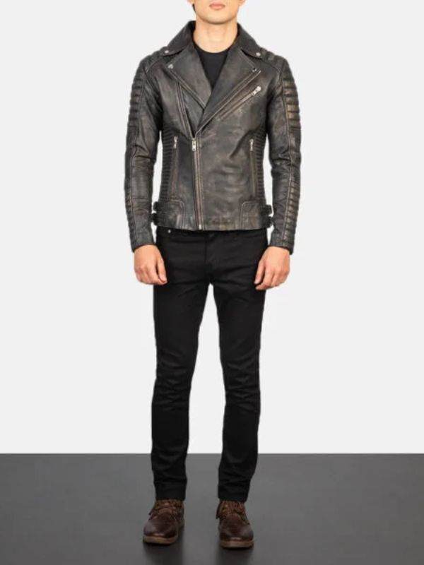 Outerwear Trends Armand Distressed Brown Leather Biker Jacket