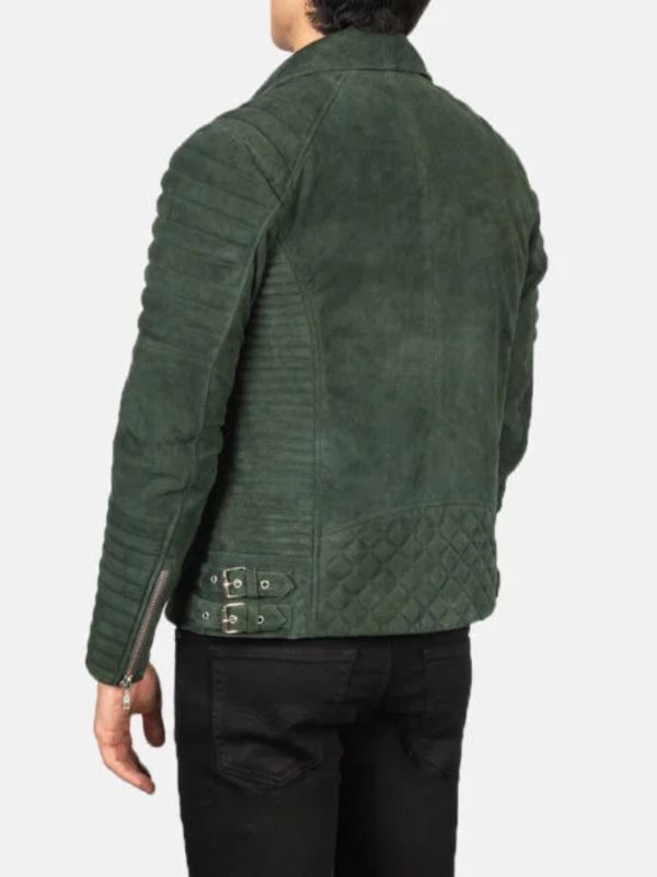 Outerwear Trends Armand Green Suede Biker Jacket