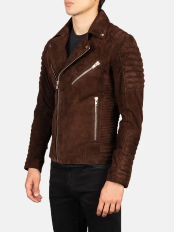 Outerwear Trends Armand Mocha Suede Biker Jacket