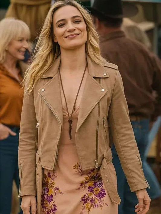 Outerwear Trends Bella Heathcote Tulsa King S03 Brown Suede Jacket