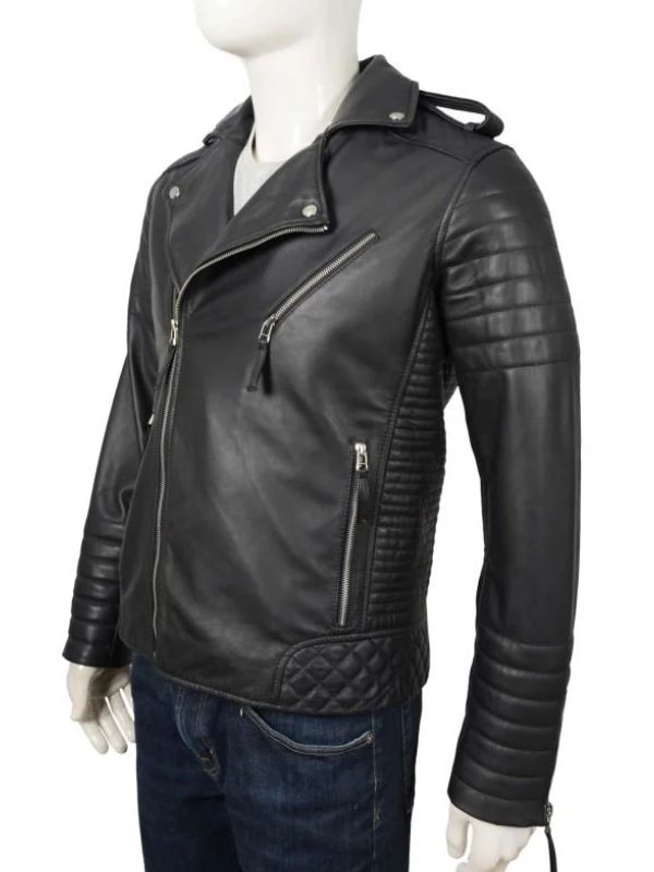 Outerwear Trends Biker Style Black Leather Jacket For Men