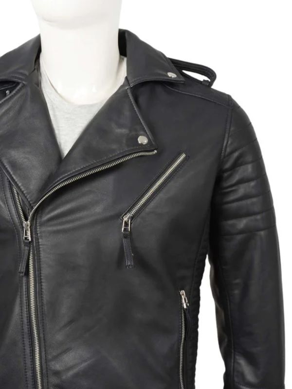 Outerwear Trends Biker Style Black Leather Jacket For Men
