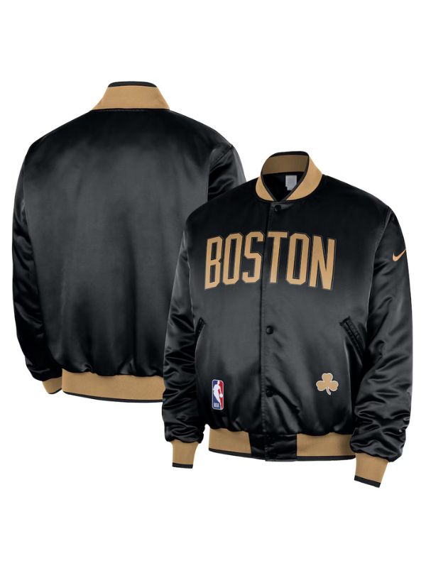 Outerwear Trends Boston Celtics Nike Black 2025/26 Courtside Bomber Jacket