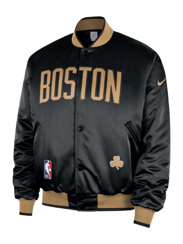 Outerwear Trends Boston Celtics Nike Black 2025/26 Courtside Bomber Jacket