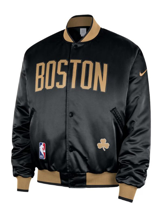 Outerwear Trends Boston Celtics Nike Black 2025/26 Courtside Bomber Jacket
