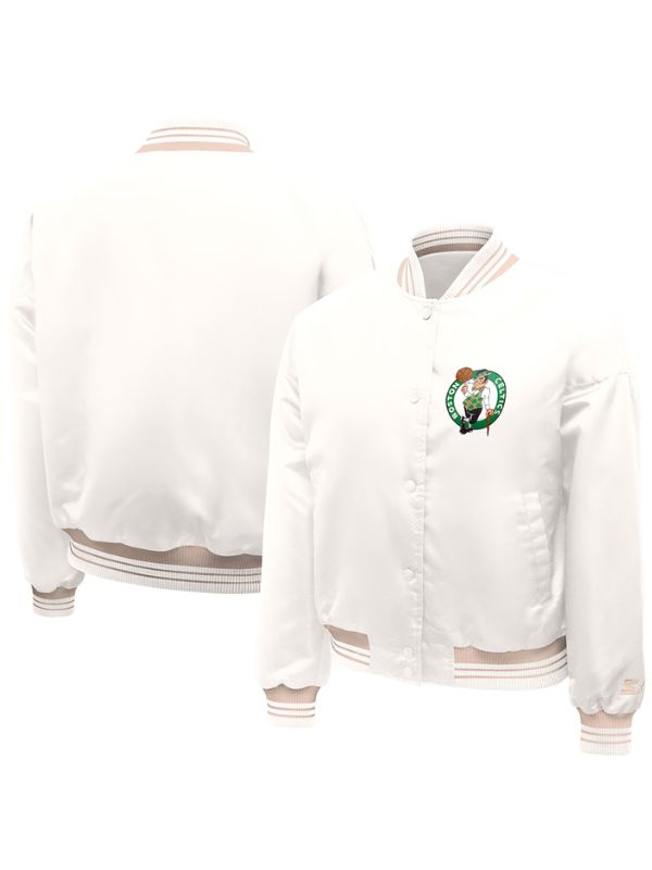 Outerwear Trends Boston Celtics Starter Cream Printed Logo Varsity Jacket