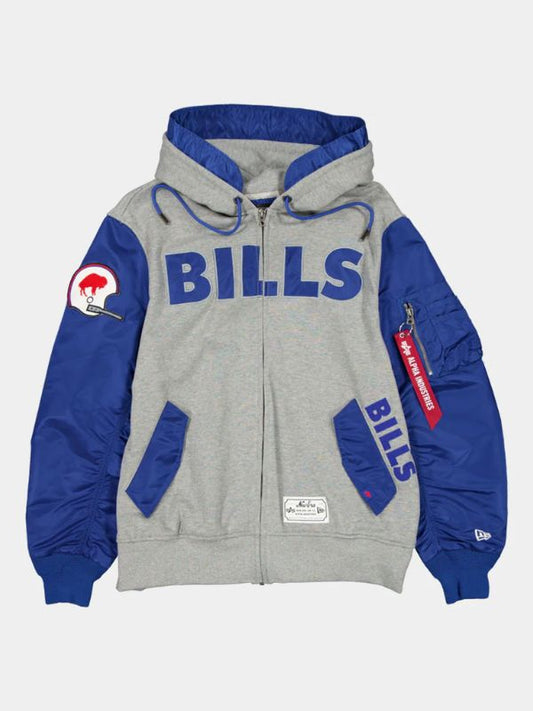 Outerwear Trends Buffalo Bills X Alpha X New Era MA- 1 Zip Up Hoodie