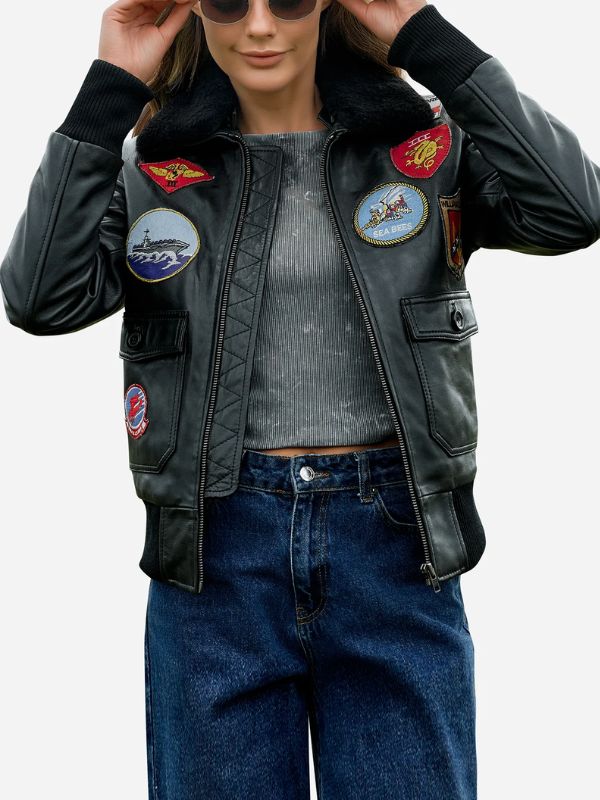 Outerwear Trends Candace Black Leather Aviator Jacket