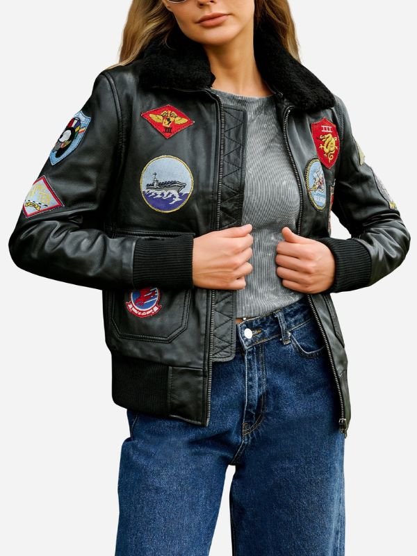 Outerwear Trends Candace Black Leather Aviator Jacket