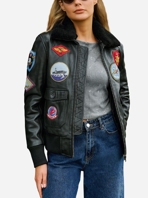 Outerwear Trends Candace Black Leather Aviator Jacket