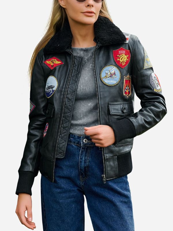 Outerwear Trends Candace Black Leather Aviator Jacket