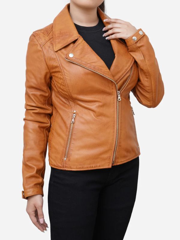 Outerwear Trends Catalina Motorcycle Distressed Brown Leather Jacket