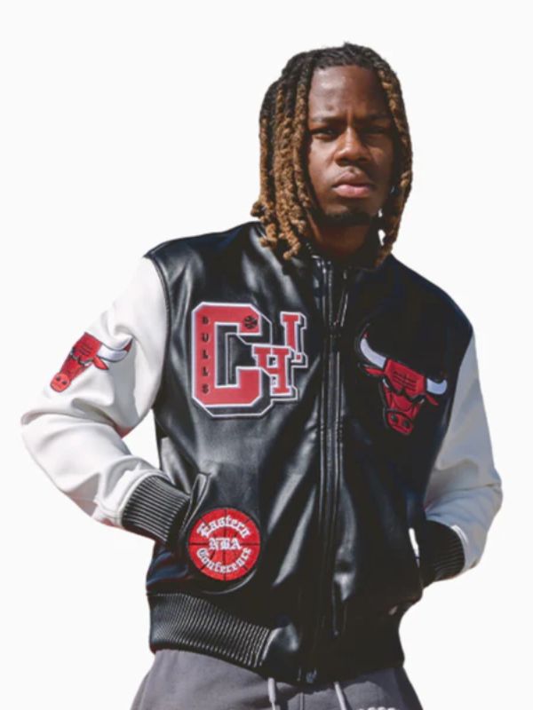 Outerwear Trends Chicago Bulls Leather Varsity Jacket