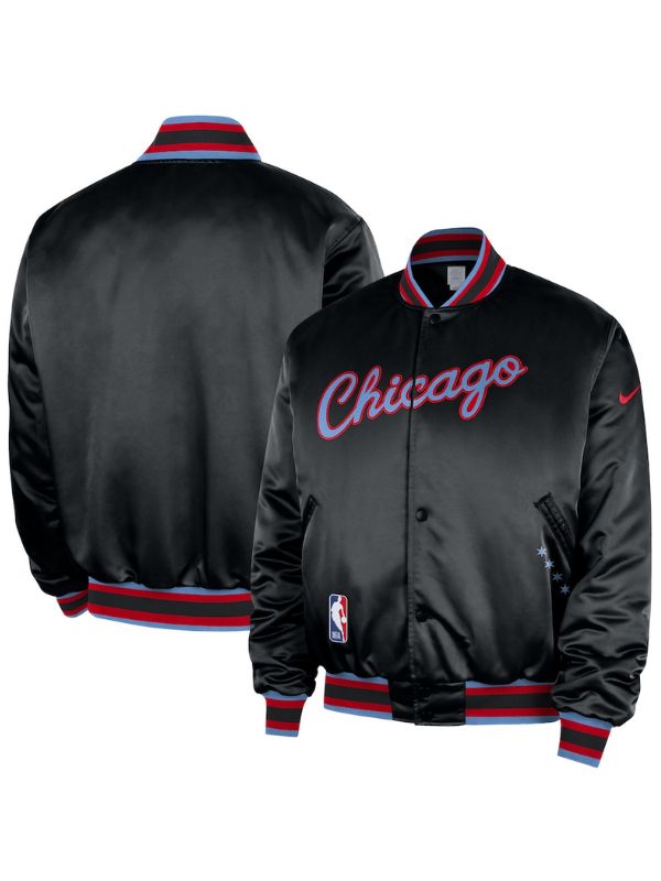 Outerwear Trends Chicago Bulls Nike Black 2025/26 Courtside Bomber Jacket