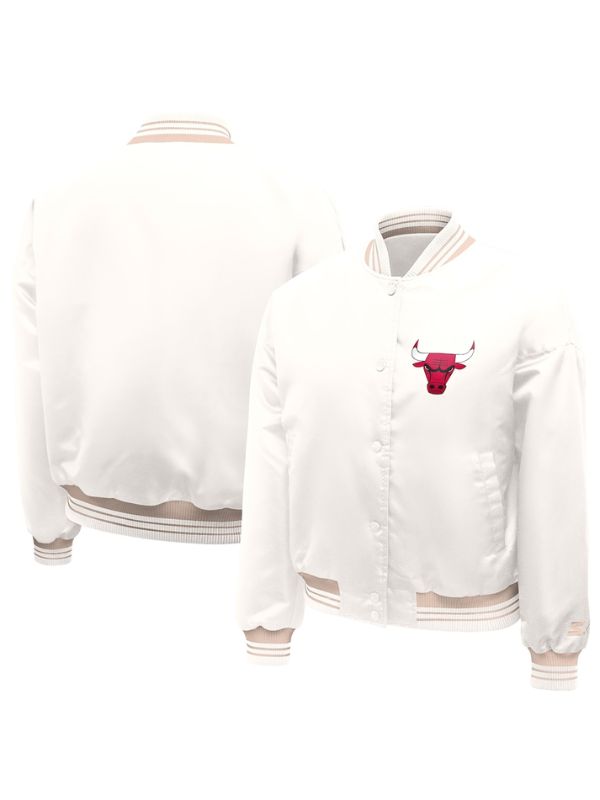 Outerwear Trends Chicago Bulls Starter Cream Printed Logo Varsity Jacket