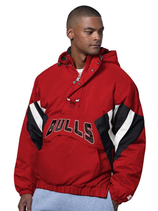 Outerwear Trends Chicago Bulls Starter Red The Line Up Hooded Jacket
