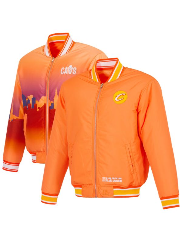Outerwear Trends Cleveland Cavaliers JH Design Orange Reversible Jacket