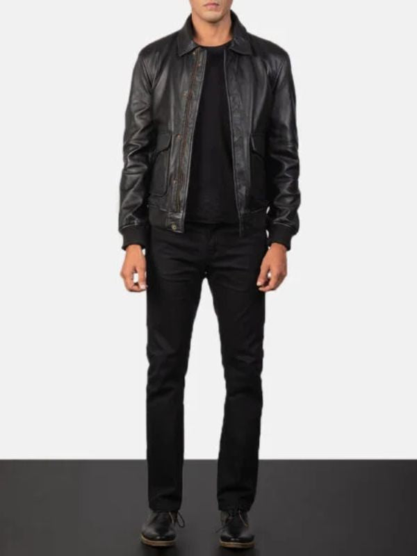 Outerwear Trends Coffmen Black A2 Leather Bomber Jacket