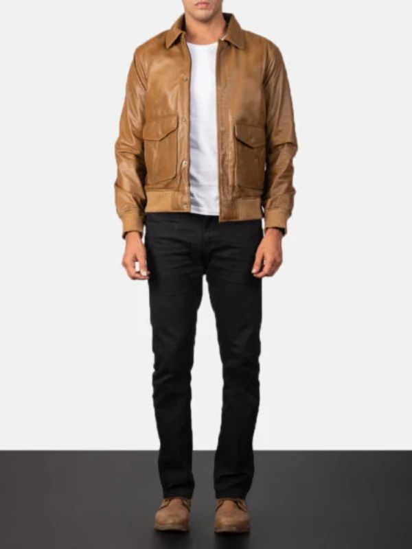 Outerwear Trends Coffmen Olive Brown A2 Leather Bomber Jacket