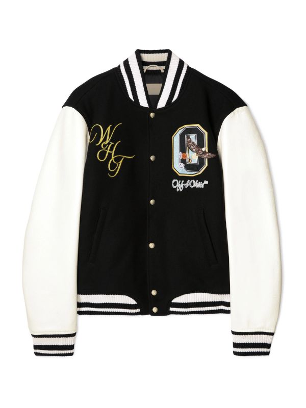 Outerwear Trends Cryst Fresco Oval Lea Wool Varsity Jacket